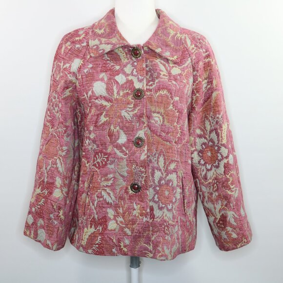 J Jill Mauve Pink Floral Tapestry Blazer Jacket - Picture 12 of 12